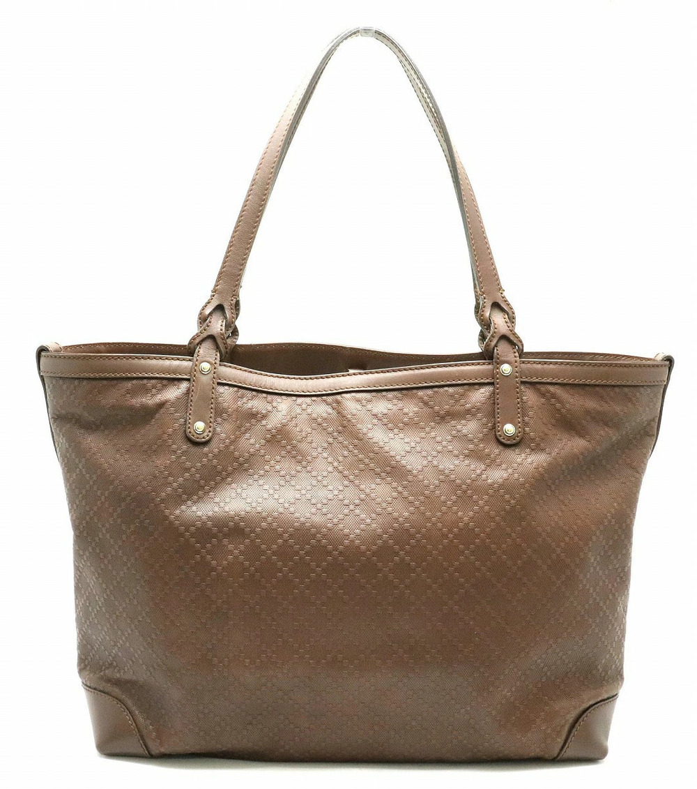 Gucci Diamante Tote Bag Leather Pouch Clutch Brown